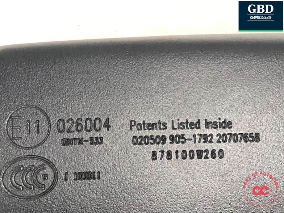 Speil innvendig til Toyota Prius 2009-2016 (Type III) (COMBI) (COMBI) (878100W260|)