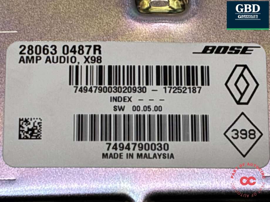 Bilstereo forsterker til Renault Captur 2013-2020 (Type I)  (280630487R|)