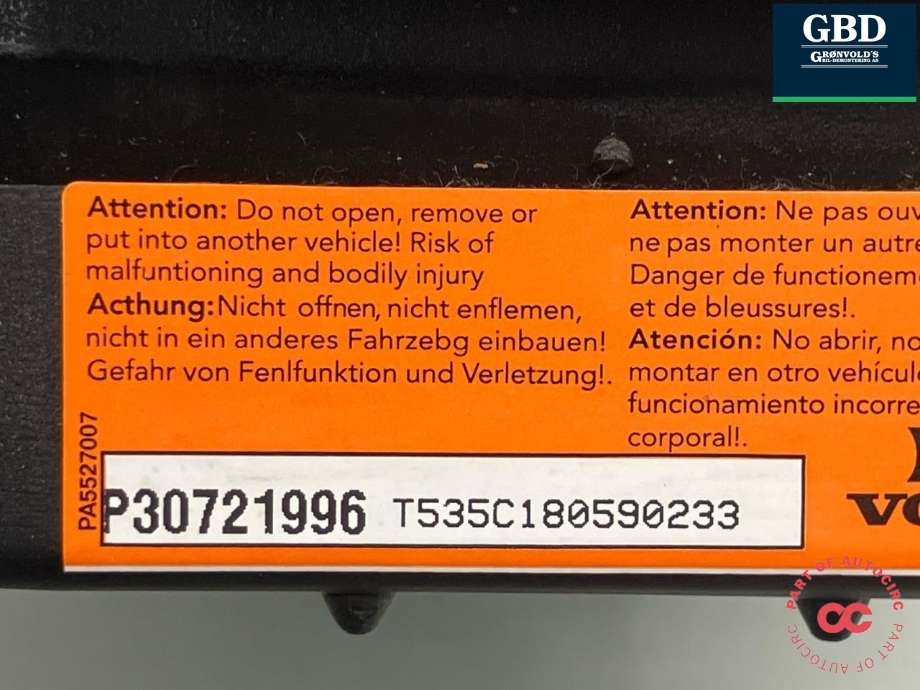 Airbag rattpute til Volvo XC70 2008-2013 (Type II, Fase 1) (30721996|)