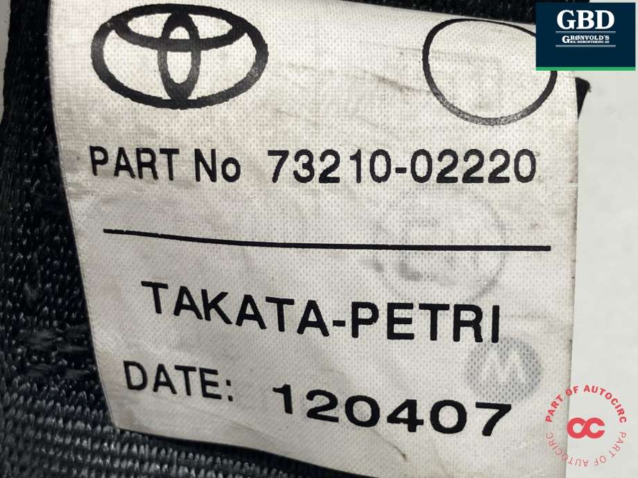 Sikkerhetsbelte foran høyre til Toyota Auris 2007-2010 (Type I, Fase 1) (7321002220C1|73210-02220|501PA3X22G)
