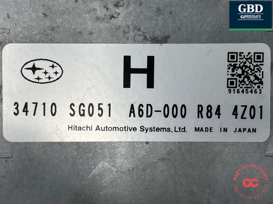 Styreenhet motor til Subaru Forester 2013-2019 (Type IV) (HITACHI|91645463|34710SG051|A6D-000 R84 4Z01)