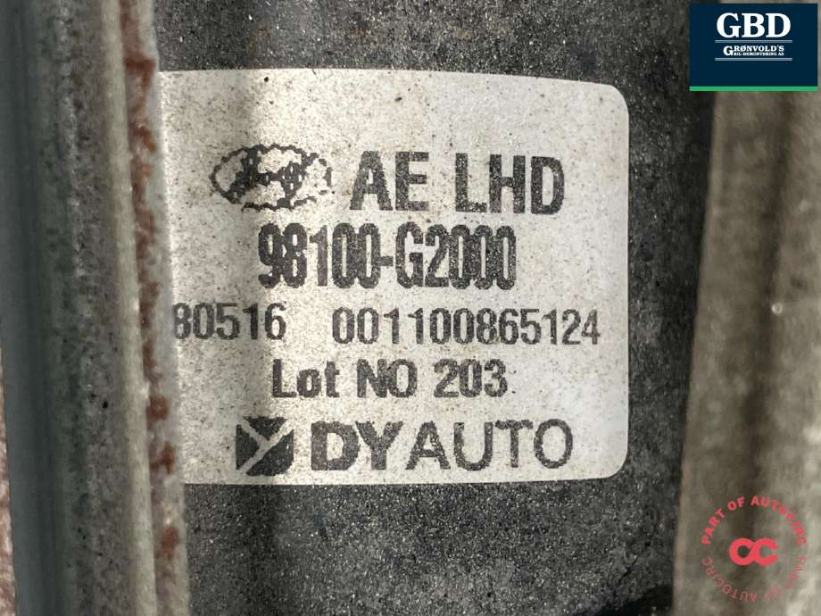 Viskermotor frontrute komplett m/overføring til Hyundai Ioniq Electric 2016-2019 (Fase 1) (98120G 2000|98110G 2000|80516 | 98100-G2000)