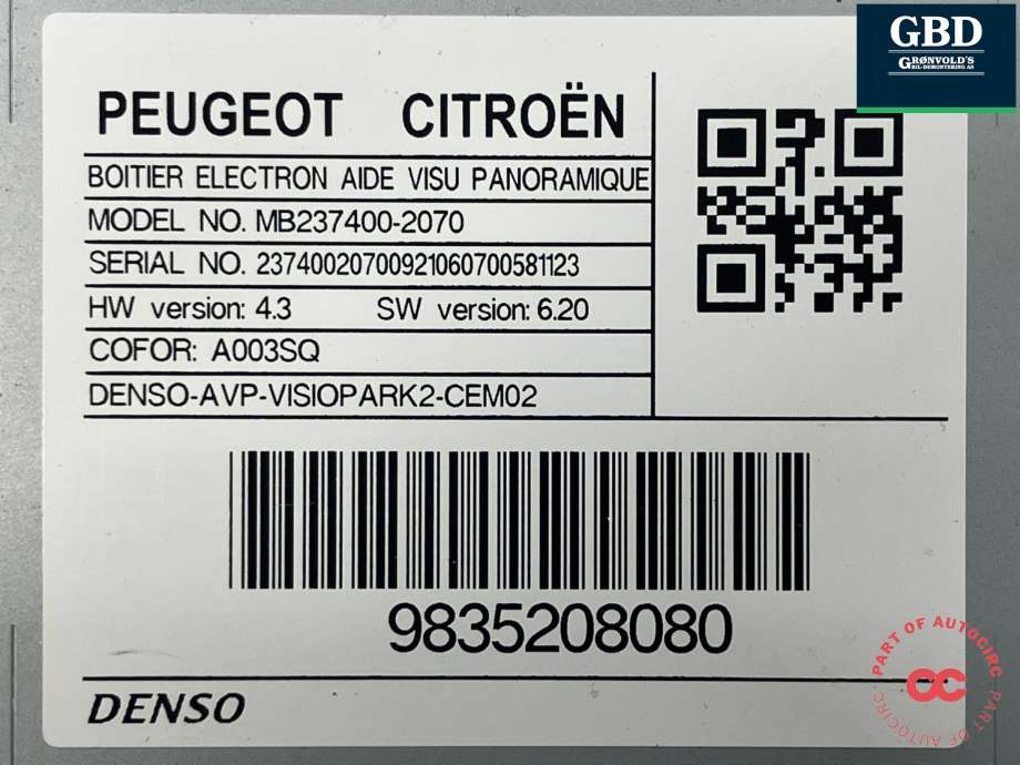 Styreenhet diverse til Citroën ë-C4 2020-->> (DENSO|16 776 084 80|98 352 080 80|MB237400-2070)