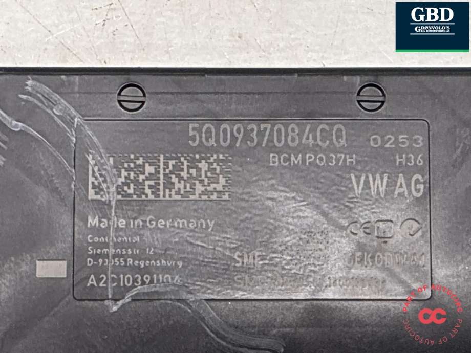 Styreenhet comfort (BCM) til Audi A3 2016-2020 (Type III, Fase 2) (5Q0 937 084 CQ|)