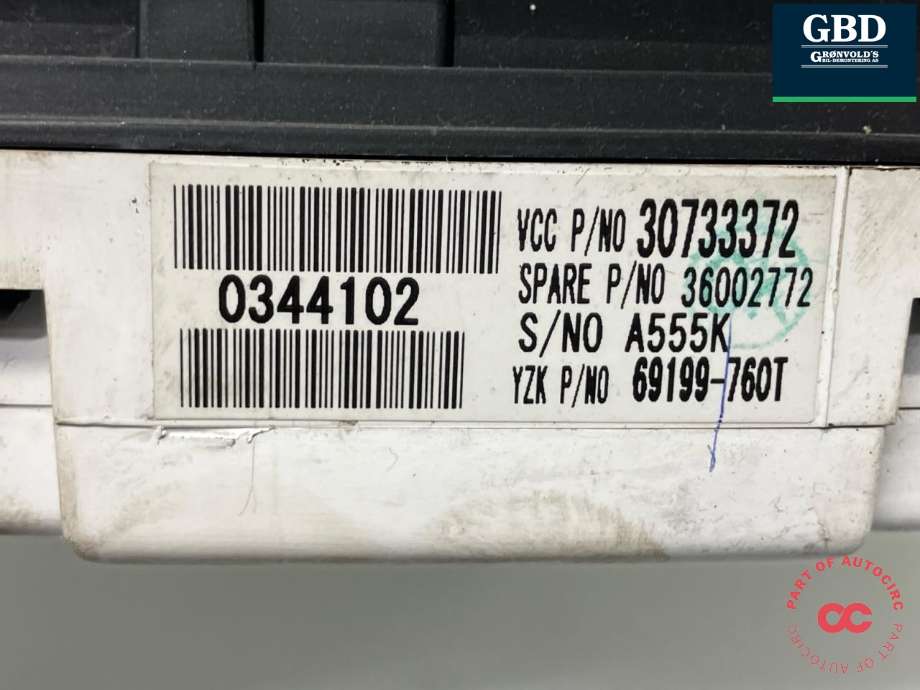 Instrumentpanel til Volvo V50 2007-2012 (Fase 2)  (36002772|30733372|)
