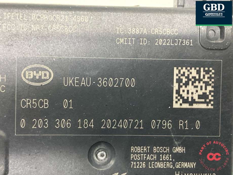 Sensor blindsone til BYD Sealion 2024-->>  (14189390-00|UKEAU-3602700)