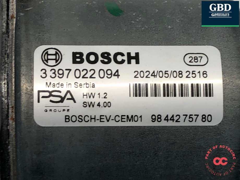 Viskermotor frontrute til Opel Astra L 2022-->>  (98 442 757 80|3397022094|)