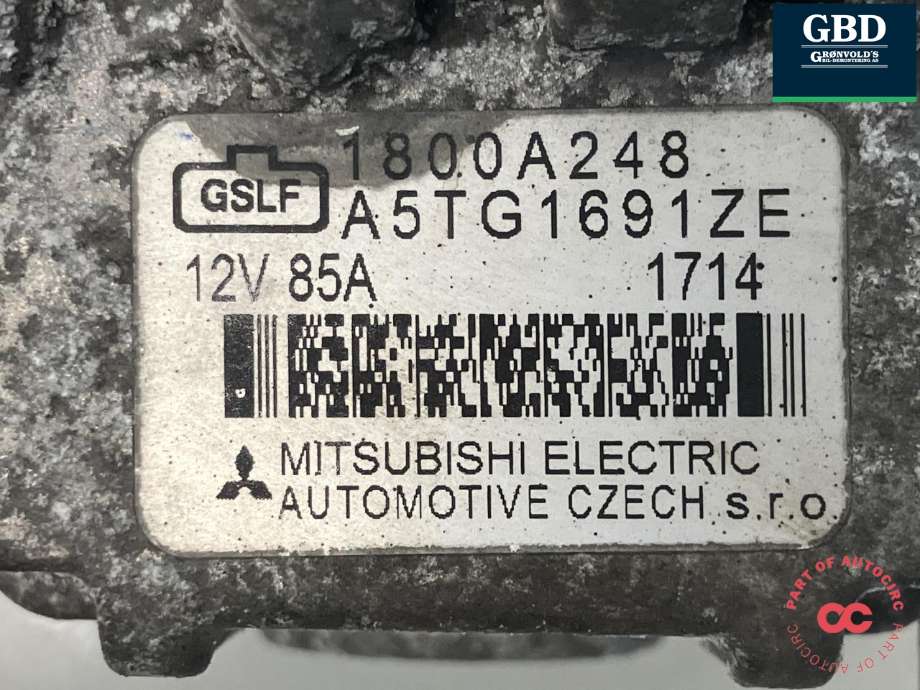 Dynamo til Mitsubishi Colt 2009-2013 (Type VII, Fase 2) (MITSUBISHI|1800A248|A5TG1691ZE|)
