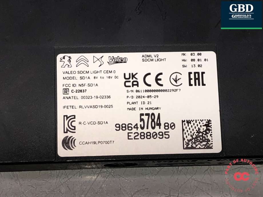 Styreenhet lys (LCM - Light Control Module) til Opel Astra L 2022-->>  (9864578480|)