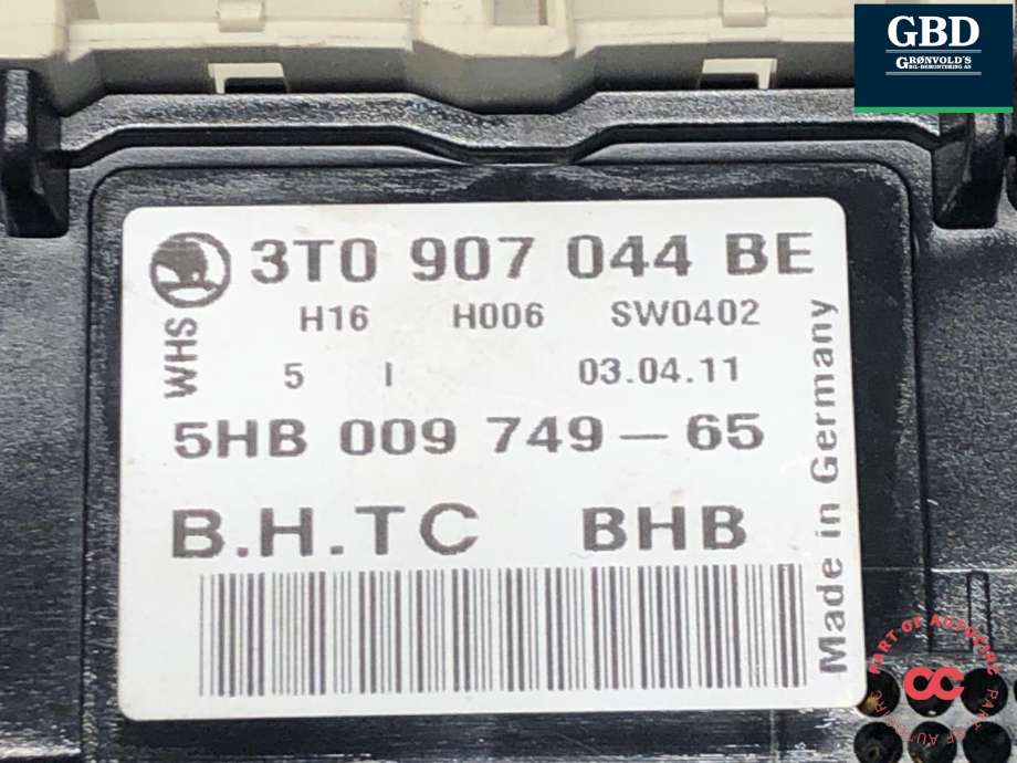 Varmeapparat betjening til Škoda Superb 2008-2015 (Type II)  (3T0 907 044 BE|3T0 907 044 CS WHS|3T0 907 044 BE WHS)