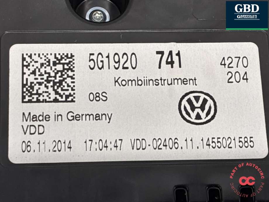 Instrumentpanel til VW Golf VII 2012-2017 (Fase 1)  (5G1 920 741|)