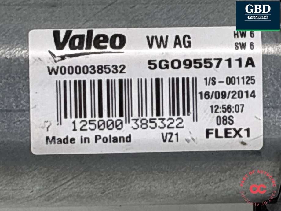 Viskermotor bakrute til VW Golf VII 2012-2017 (Fase 1)  (5G0 955 711 D|5G0 955 711 A|)