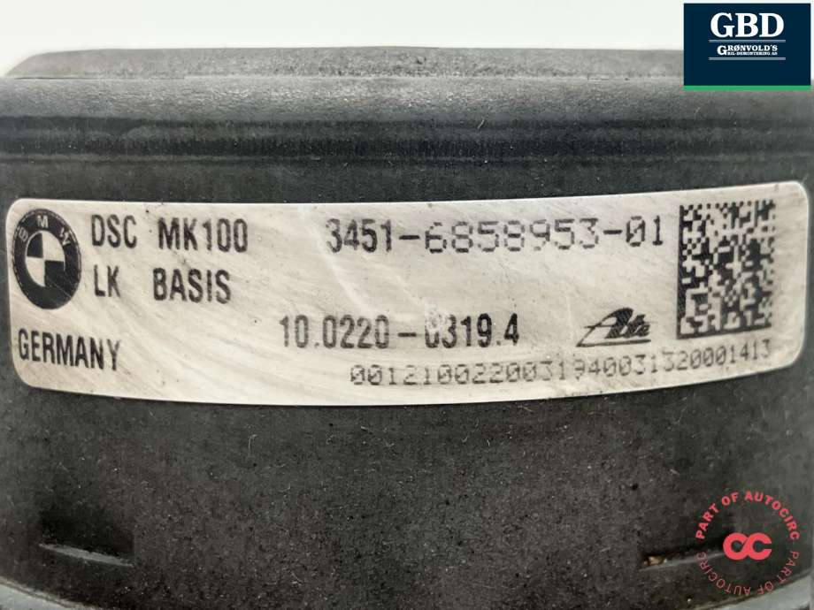 ABS sentral til BMW 3-Serie 2012-2018 (F30/F31/F34) (F30/F31/F34) (34 51 6 897 117|34 51 6 858 953|6 861 376)