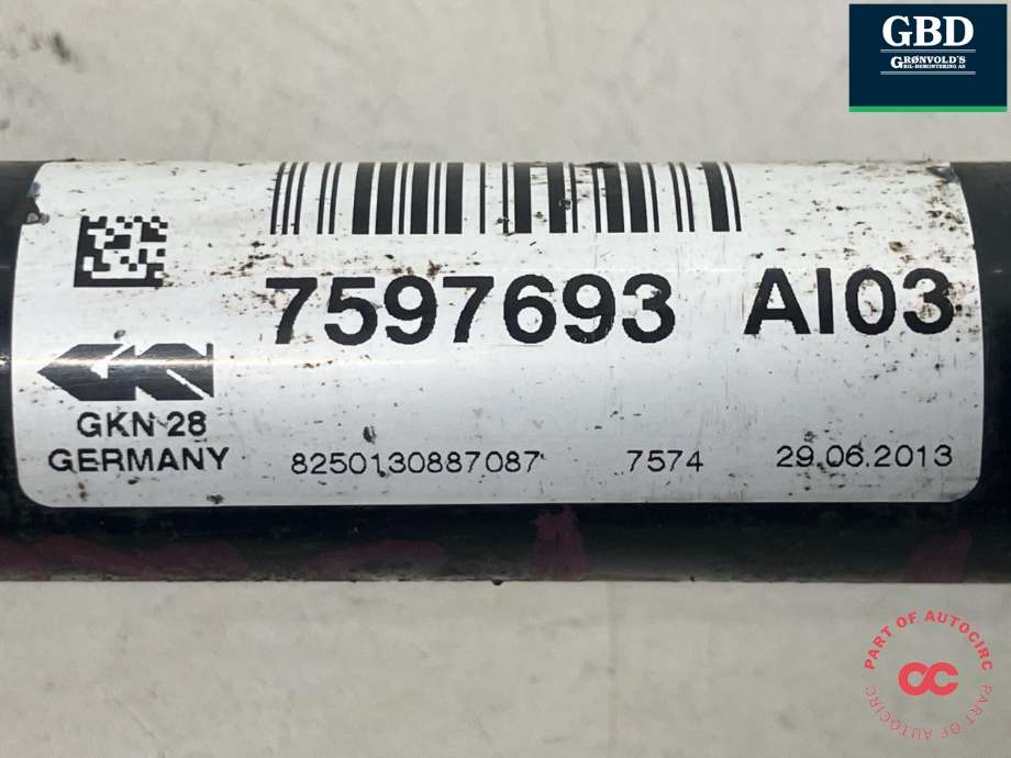 Drivaksel venstre foran, diesel/manuell til BMW 3-Serie 2012-2018 (F30/F31/F34) (F30/F31/F34) (31 60 7 597 693|)