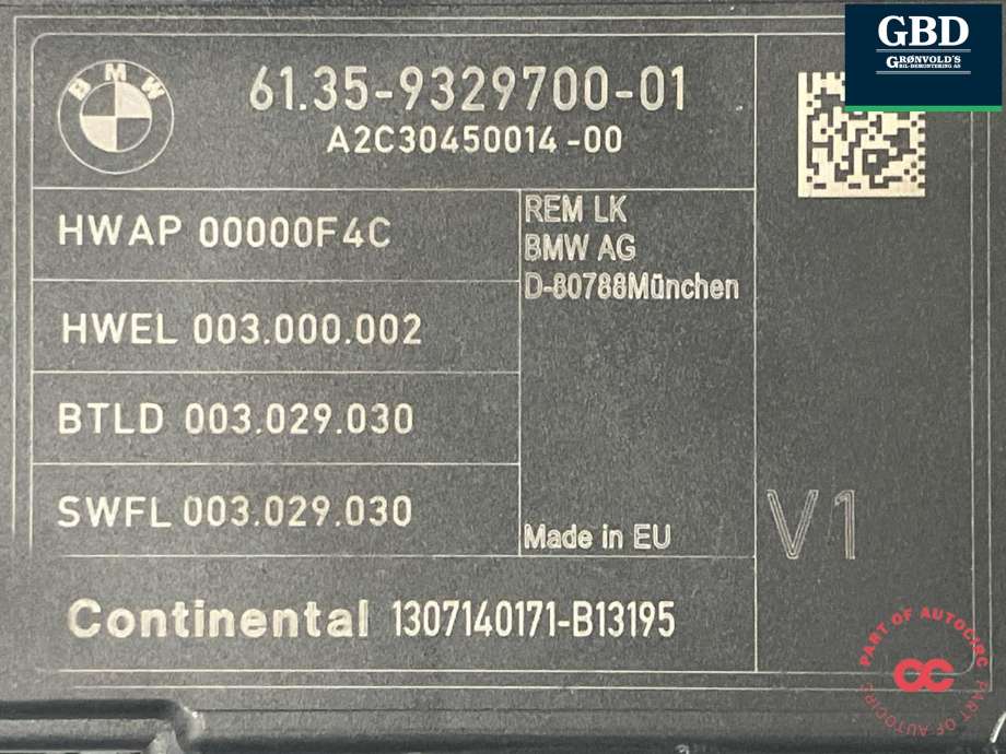 Styreenhet comfort (BCM) til BMW 3-Serie 2012-2018 (F30/F31/F34) (F30/F31/F34) (CONTINENTAL|61 35 5 B5D A68|61 35 5 A7F B57|A2C30450014| 61 35 9 329 700)