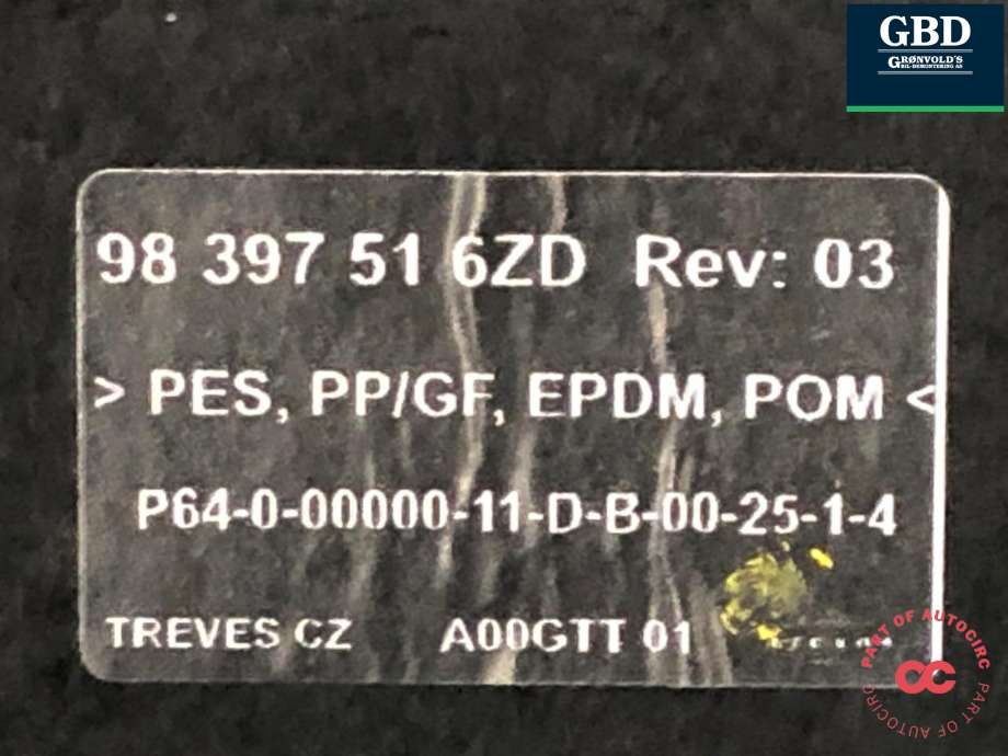 Hattehylle til Peugeot e-3008 2023-->> (98397516ZD|)