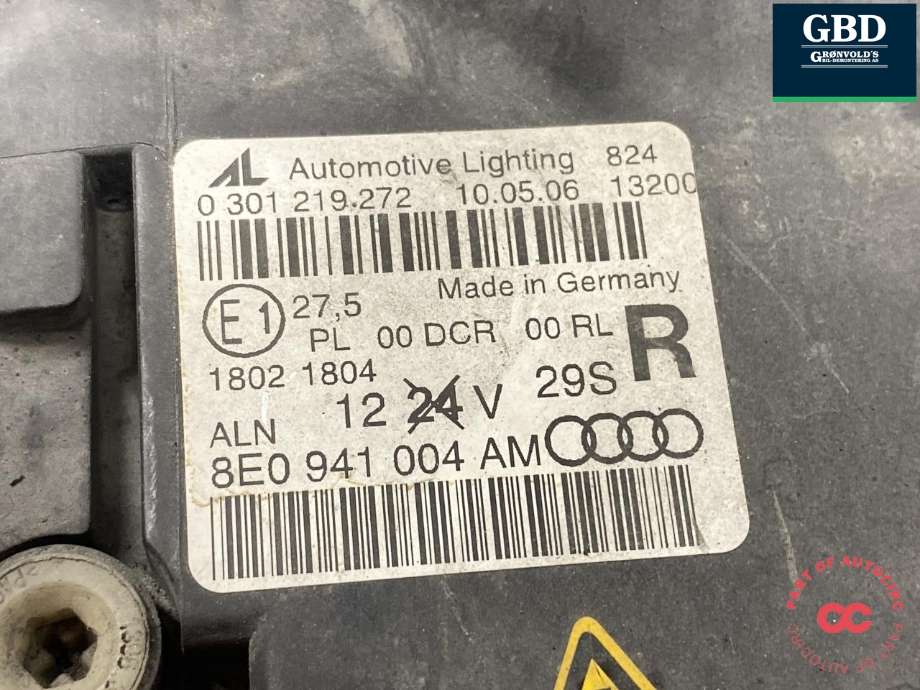 Frontlykt høyre xenon til Audi A4 2004-2008 (Type III) (B7) (B7) (8E0 941 030 BM|8E0 941 004 AM|)
