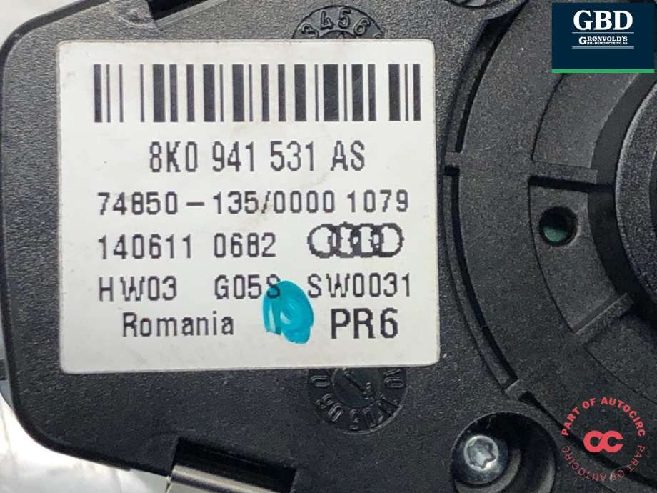 Bryter lys til Audi Q5 2008-2012 (Type I, Fase 1) (8K0 941 531 AS|8K0 941 531 AS WEP|)