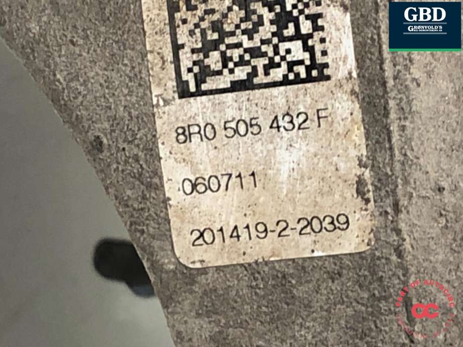 Hjulspindel høyre bak til Audi Q5 2008-2012 (Type I, Fase 1) (8R0 505 432 F|)