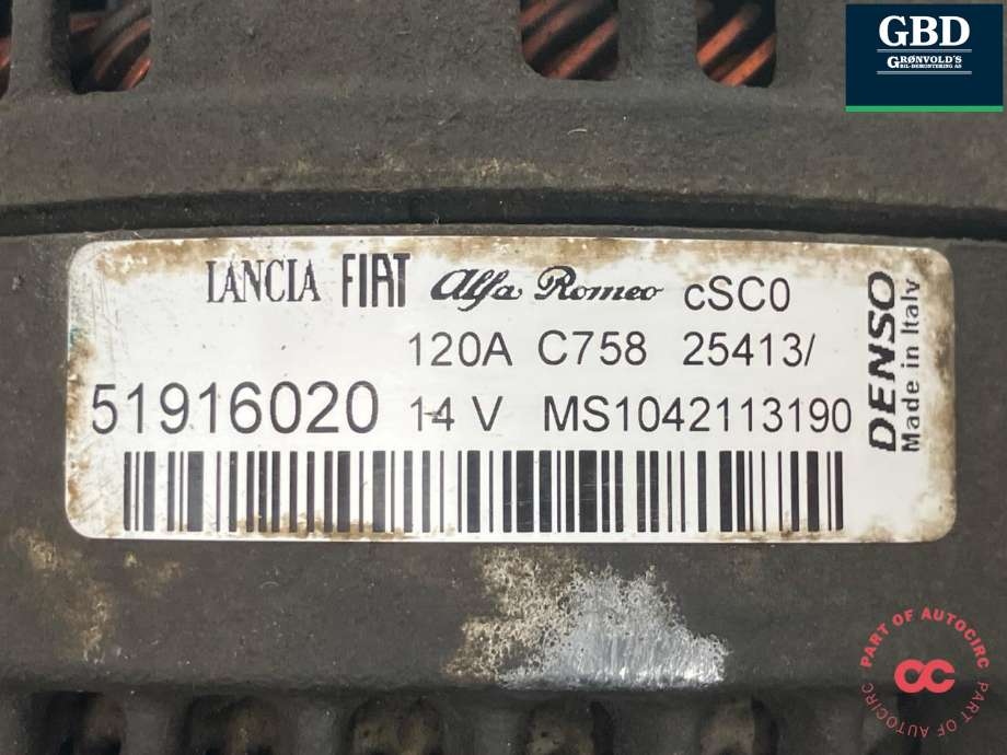 Dynamo diesel til Opel Combo D 2012-2018  (DENSO|95523790|95516722|51916020| MS1042113190)