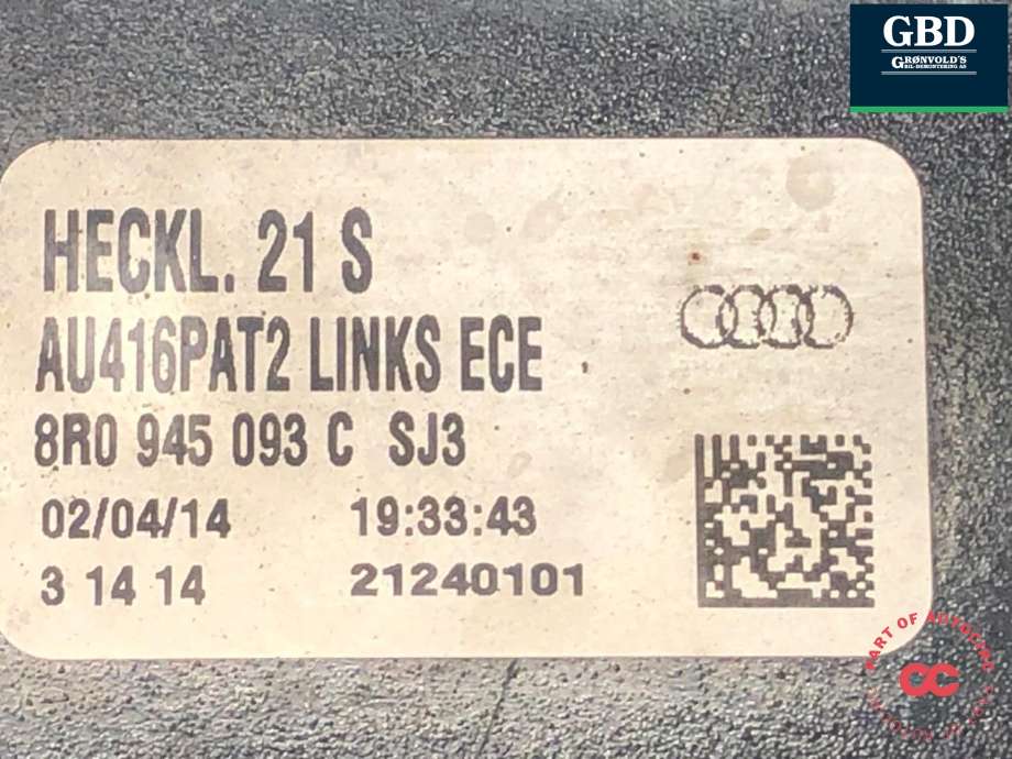 Baklykt venstre til Audi Q5 2012-2017 (Type I, Fase 2) (8R0 945 093 C|)