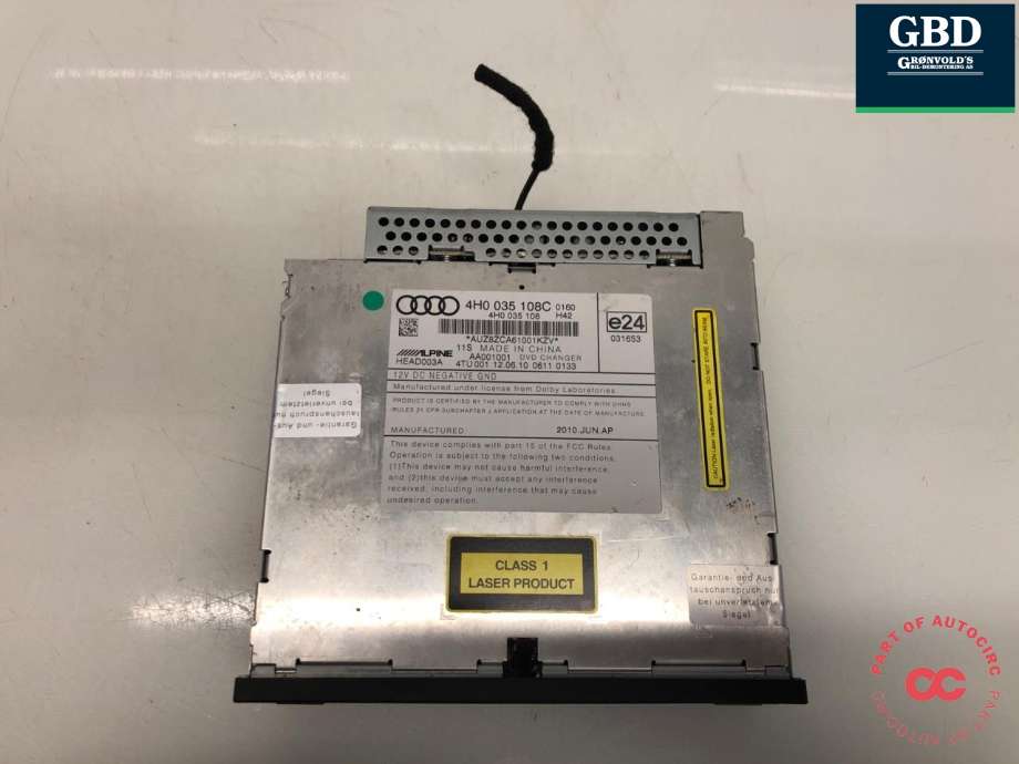Bilstereo CD-veksler til Audi A8 2010-2013 (Type III, Fase 1)  (4H0 035 108 C|)