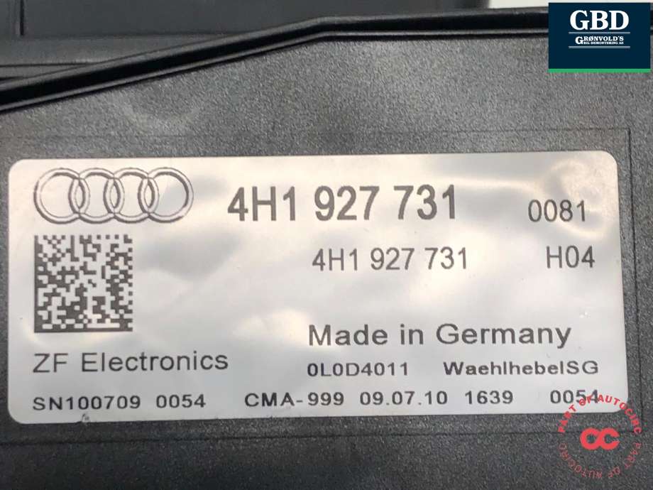 Girstang/girvelger automat til Audi A8 2010-2013 (Type III, Fase 1)  (4H1 927 731 A|4H1 927 731|)