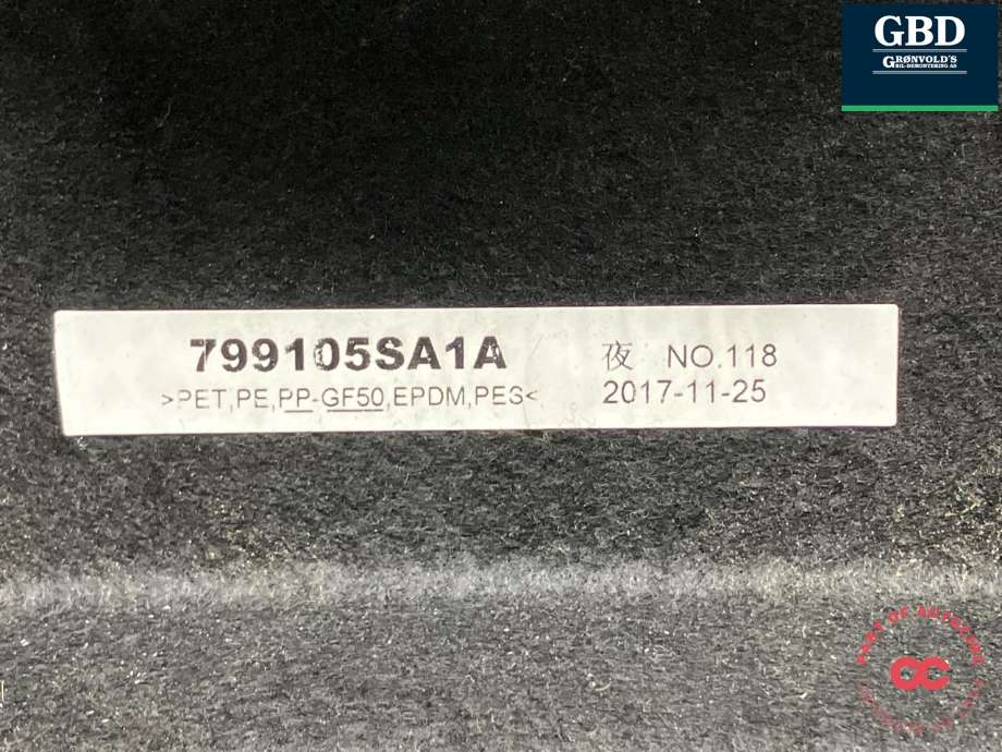 Hattehylle til Nissan Leaf 2018-->> (Type II)  (799105SA1A|)