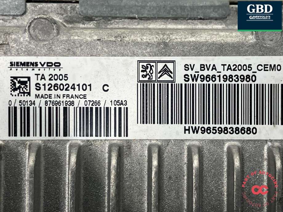 Styreenhet girkasse til Peugeot 207 2006-2012 (SIEMENS VDO|2529 Y9|2529 AN|9661983980| S126024101)