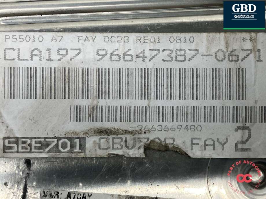 Styreenhet motor til Peugeot 207 2006-2012  (BOSCH|1943 YK| 1943 43|1943 44|9663193580| 0 261 S04 008)