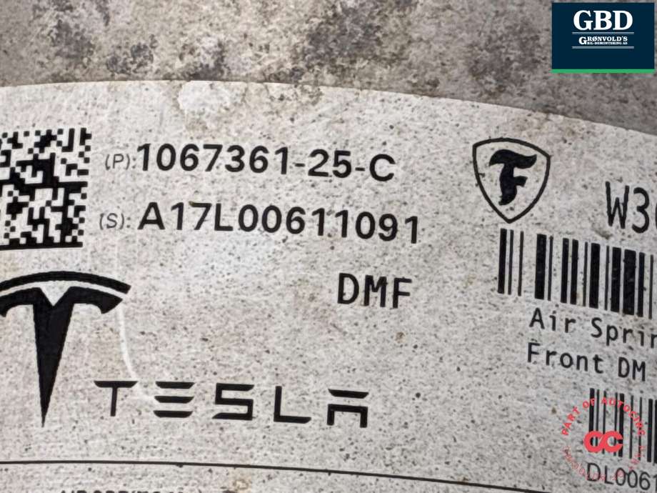 Fjær foran nivå luftpute/belg til Tesla Model S 2016-2021 (Fase 2)  (1067361-25-C|1067361-77-C|)