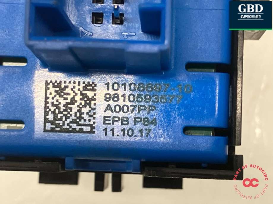 Bryter elektrisk håndbrekk/parkbrems til Peugeot 3008 2016-->> (Type II) (98 105 935 VV|9810593577|)