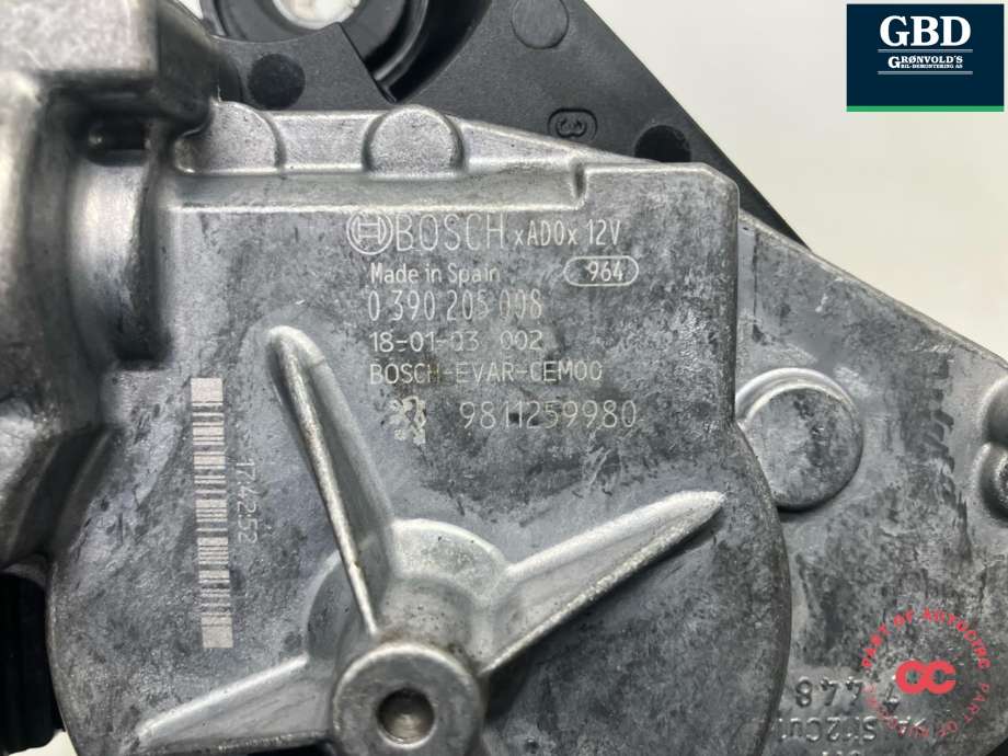 Viskermotor bakrute til Peugeot 3008 2016-->> (Type II) (98 112 599 80|)