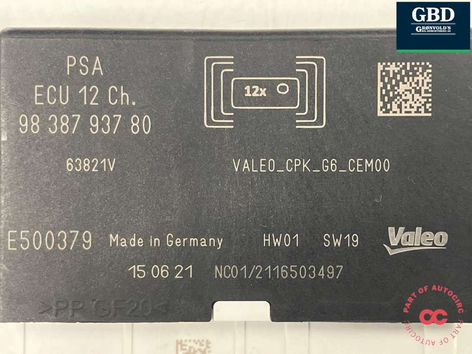 Styreenhet parkering til Citroën ë-C4 2020-->> (VALEO|98 387 937 80|)