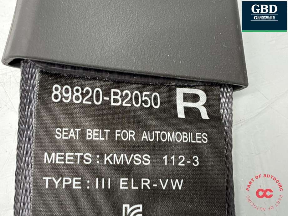 Sikkerhetsbelte bak høyre til Kia Soul 2014-2019 (Type II)  (89820B 2050GA6|)