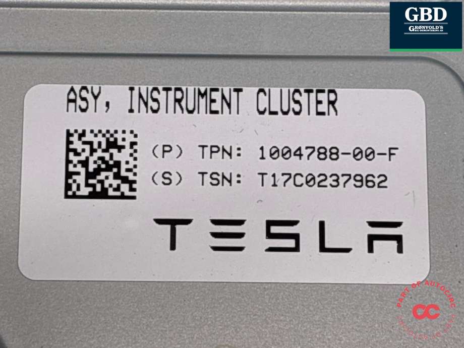 Instrumentpanel til Tesla Model S 2016-2021 (Fase 2) (1004788-00-F|1039357-00-F | 1004788-00-G |1004788-00-H|1039357-00-G |1039357-00-H)