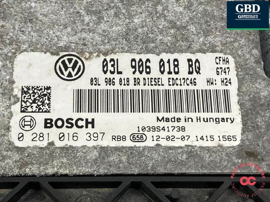 Styreenhet motor til Škoda Yeti 2009-2013 (Fase 1)  (03L 906 018 BQ|03L 906 018 BQ 5L0|)