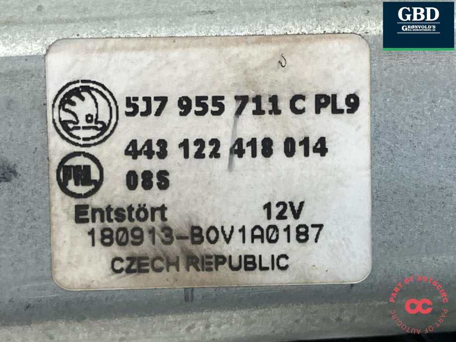 Viskermotor bakrute til Škoda Yeti 2009-2013 (Fase 1) (5J7 955 711 C|5J7 955 711 B|)