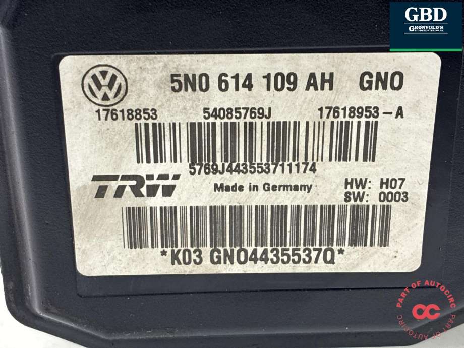 ABS sentral til VW Tiguan 2011-2016 (Type I, Fase 2) (5N0 614 109 BK|5N0 614 109 CN BEF|5N0 614 109 BK BEF| 5N0614109AH)