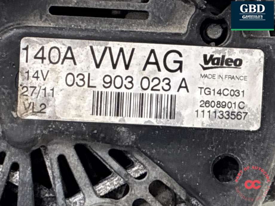 Dynamo diesel til VW Tiguan 2011-2016 (Type I, Fase 2)  (03L 903 023|03L 903 023  X|03L 903 023 AX)