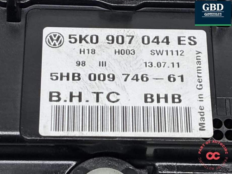 Varmeapparat betjening til VW Tiguan 2011-2016 (Type I, Fase 2)  (5K0 907 044 HB|5K0 907 044 HB ZJU|5K0907044ES)