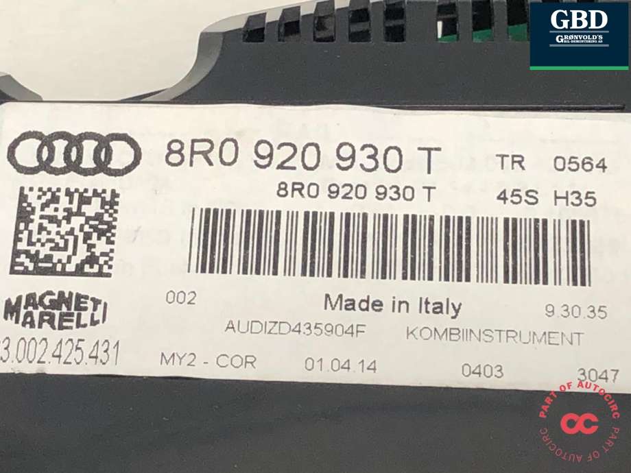 Instrumentpanel til Audi Q5 2012-2017 (Type I, Fase 2) (8R0 920 930 T|)