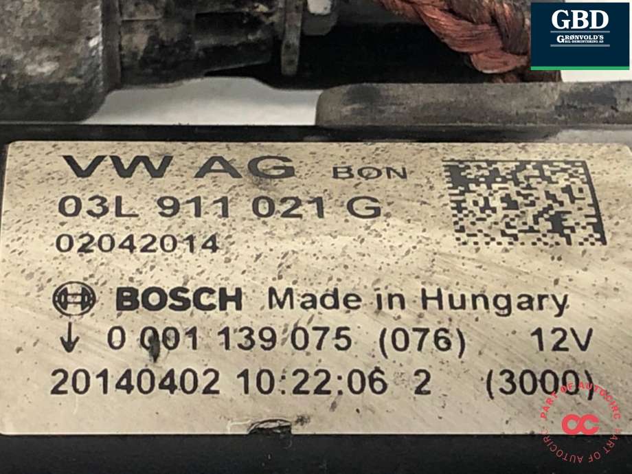 Starter diesel til Audi Q5 2012-2017 (Type I, Fase 2)  (03L 911 021 G|03L 911 021 GX|)