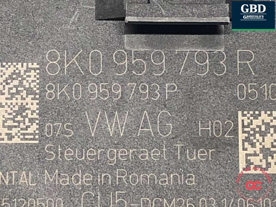 Styreenhet dør venstre foran til Audi Q5 2012-2017 (Type I, Fase 2) (8K0 959 793 R|)