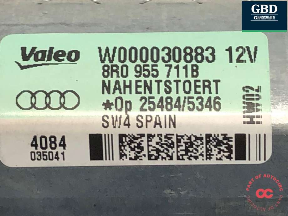 Viskermotor bakrute til Audi Q5 2012-2017 (Type I, Fase 2)  (8R0 955 711 C|8R0 955 711 B|)