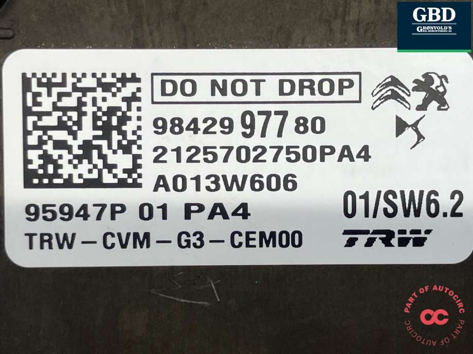 Kamera til Opel Combo E 2019-->>  (TRW|16 819 236 80|9842997780|A013W606)