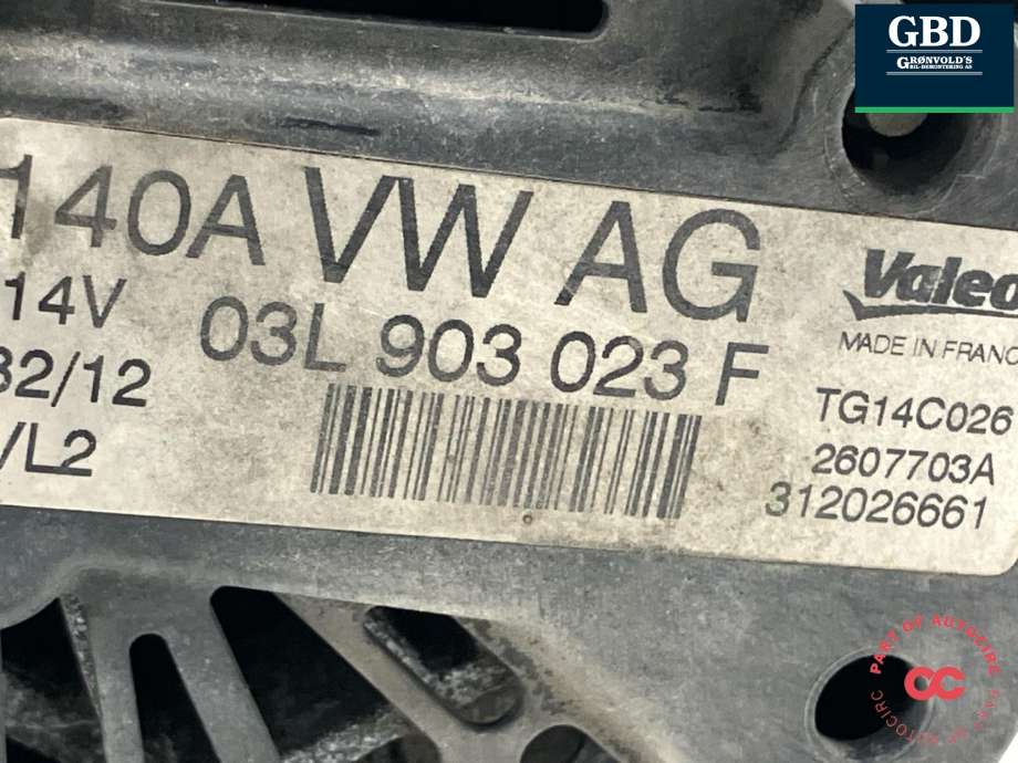 Dynamo diesel til Škoda Octavia 2009-2013 (Type II, Fase 2)  (03L 903 023 F|03L 903 023 FX|)