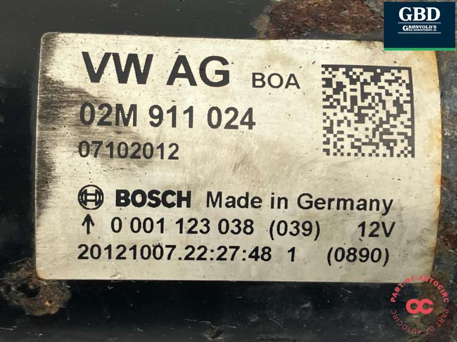 Starter diesel til Škoda Octavia 2009-2013 (Type II, Fase 2) (02Z 911 024 H|02Z 911 024 A | 02Z 911 024 AX |02Z 911 024 HX|02M 911 024)