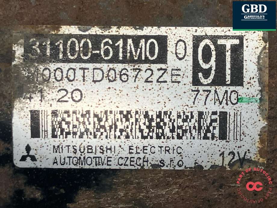 Starter til Suzuki SX4 S-CROSS 2013-->> (Type II)  (MITSUBISHI|31100-61M00|M000TD0672ZE|)