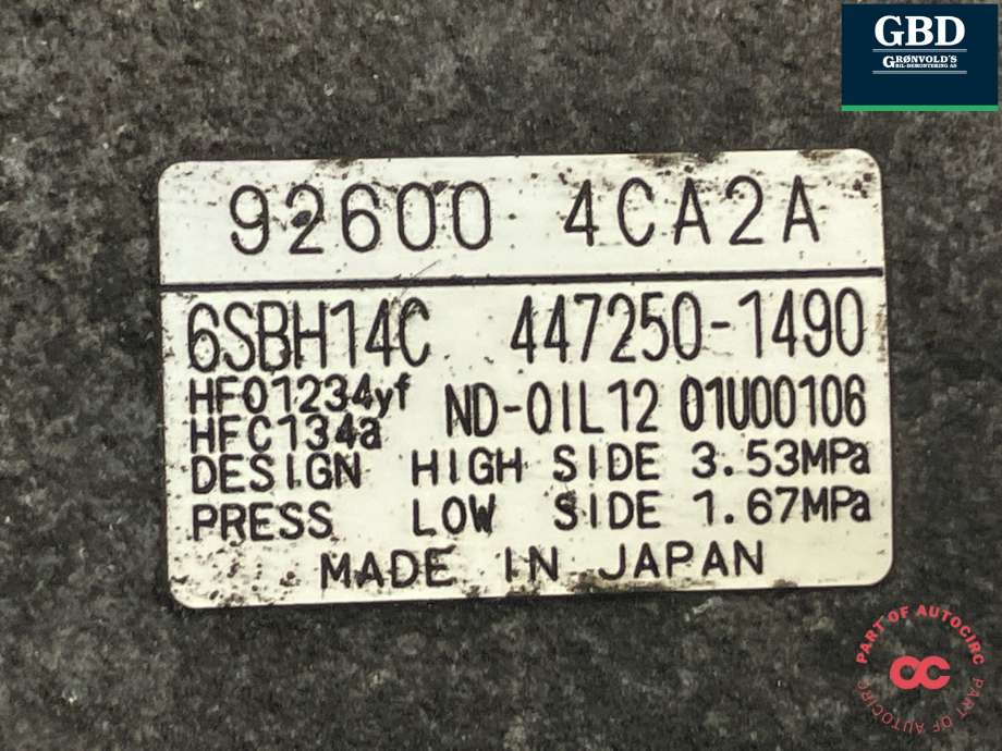 Aircondition kompressor til Nissan X-Trail 2014-2022 (T32) (T32) (926004CA2A|)